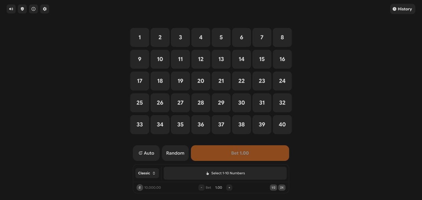 Keno live game board