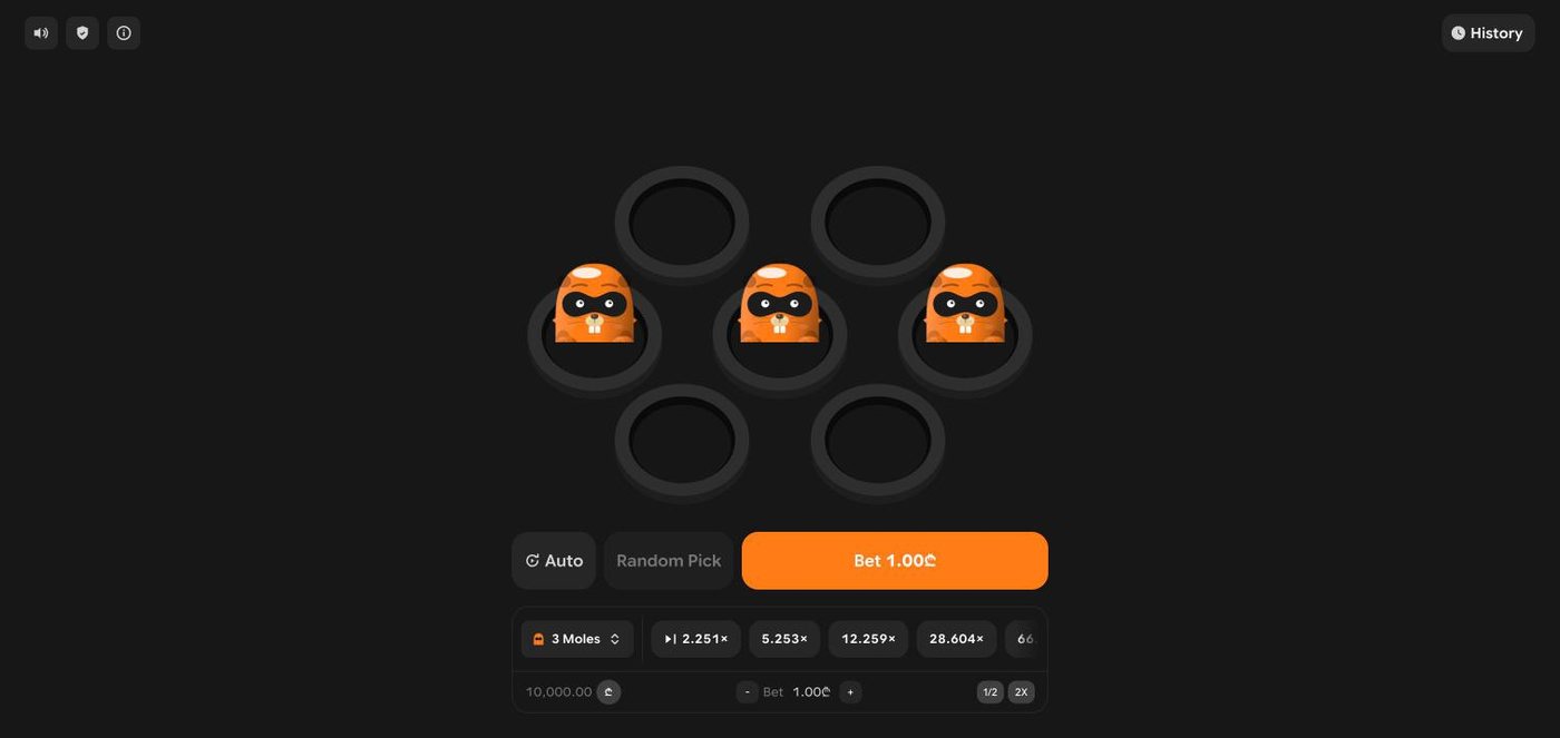Moles live game board